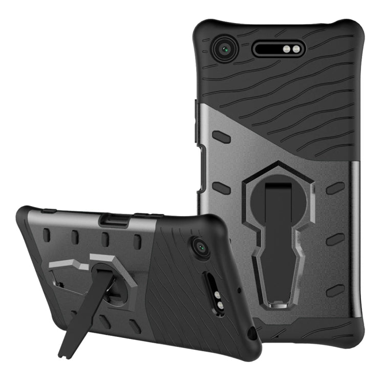 For Sony Xperia XZ1 PC + TPU Dropproof Sniper Hybrid Protective Back Cover Case with 360 Degree Rotation Holder