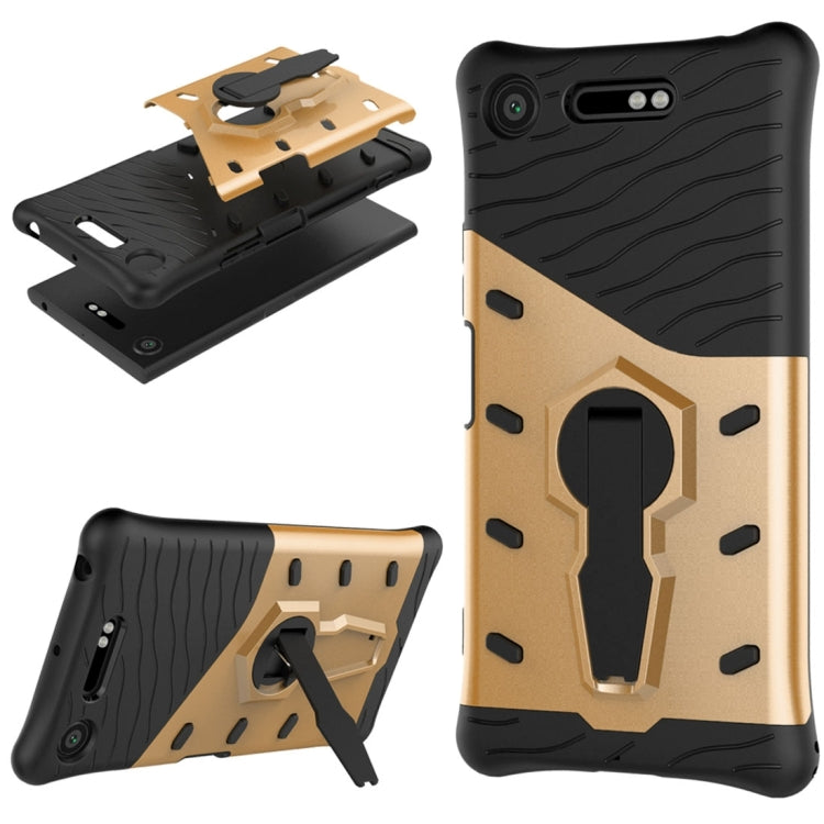For Sony Xperia XZ1 PC + TPU Dropproof Sniper Hybrid Protective Back Cover Case with 360 Degree Rotation Holder