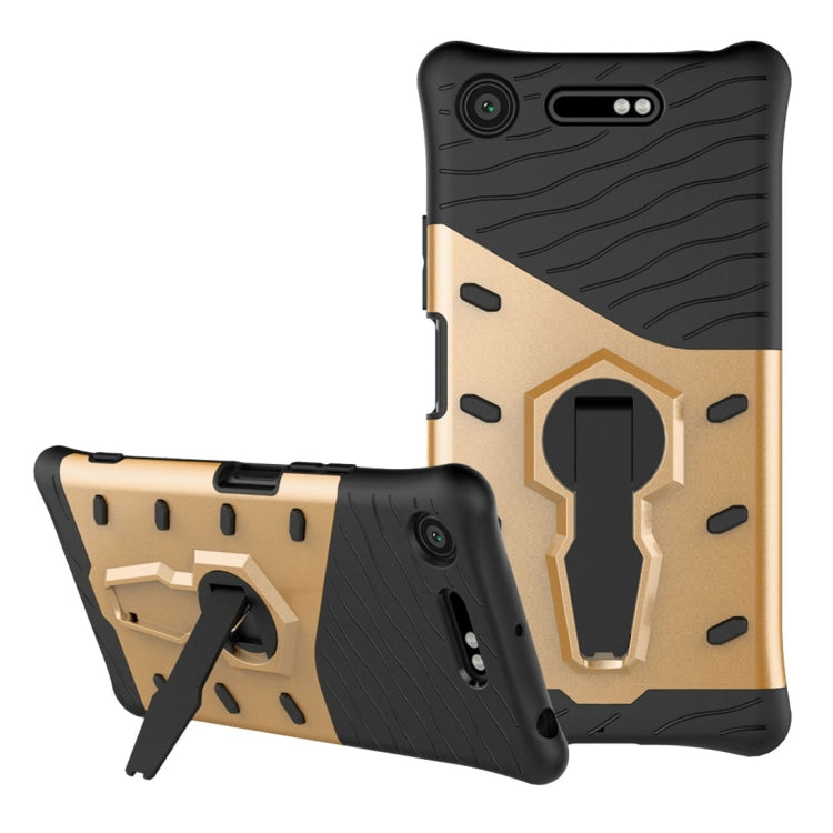 For Sony Xperia XZ1 PC + TPU Dropproof Sniper Hybrid Protective Back Cover Case with 360 Degree Rotation Holder