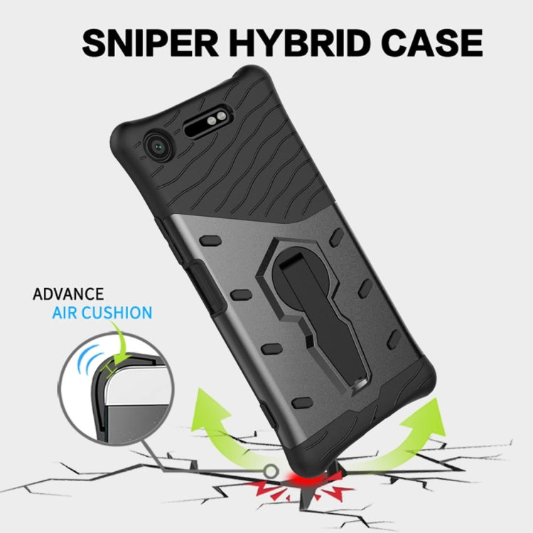 For Sony Xperia XZ1 PC + TPU Dropproof Sniper Hybrid Protective Back Cover Case with 360 Degree Rotation Holder