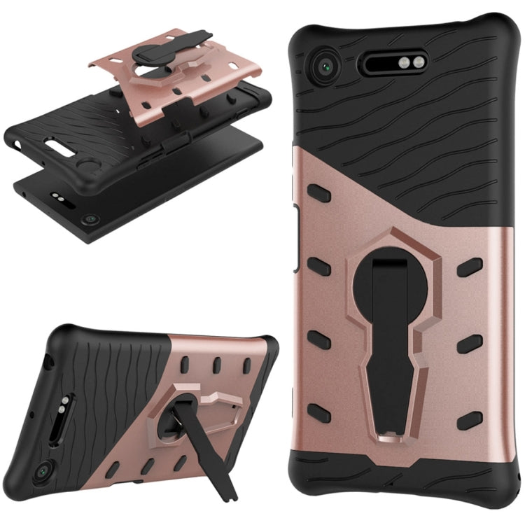 For Sony Xperia XZ1 PC + TPU Dropproof Sniper Hybrid Protective Back Cover Case with 360 Degree Rotation Holder