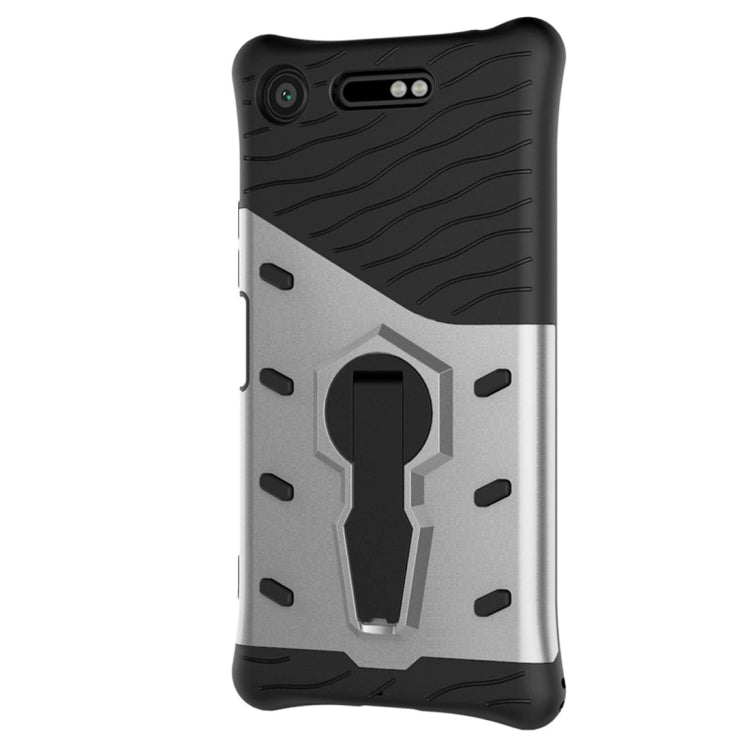 For Sony Xperia XZ1 PC + TPU Dropproof Sniper Hybrid Protective Back Cover Case with 360 Degree Rotation Holder