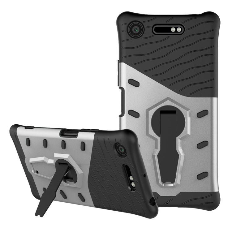 For Sony Xperia XZ1 PC + TPU Dropproof Sniper Hybrid Protective Back Cover Case with 360 Degree Rotation Holder