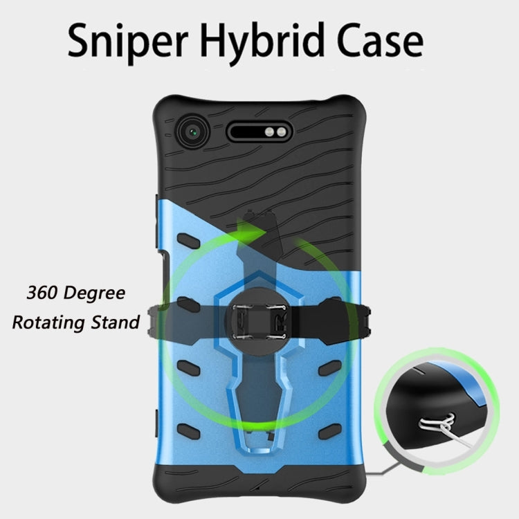 For Sony Xperia XZ1 PC + TPU Dropproof Sniper Hybrid Protective Back Cover Case with 360 Degree Rotation Holder
