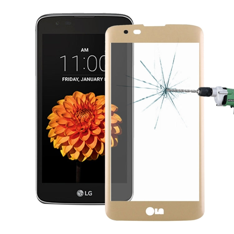 For LG K7 0.26mm 9H Surface Hardness 3D Explosion-proof Colorized Silk-screen Tempered Glass Full Screen Film