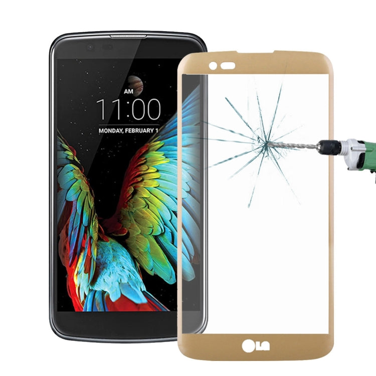 For LG K10 0.26mm 9H Surface Hardness 3D Explosion-proof Colorized Silk-screen Tempered Glass Full Screen Film