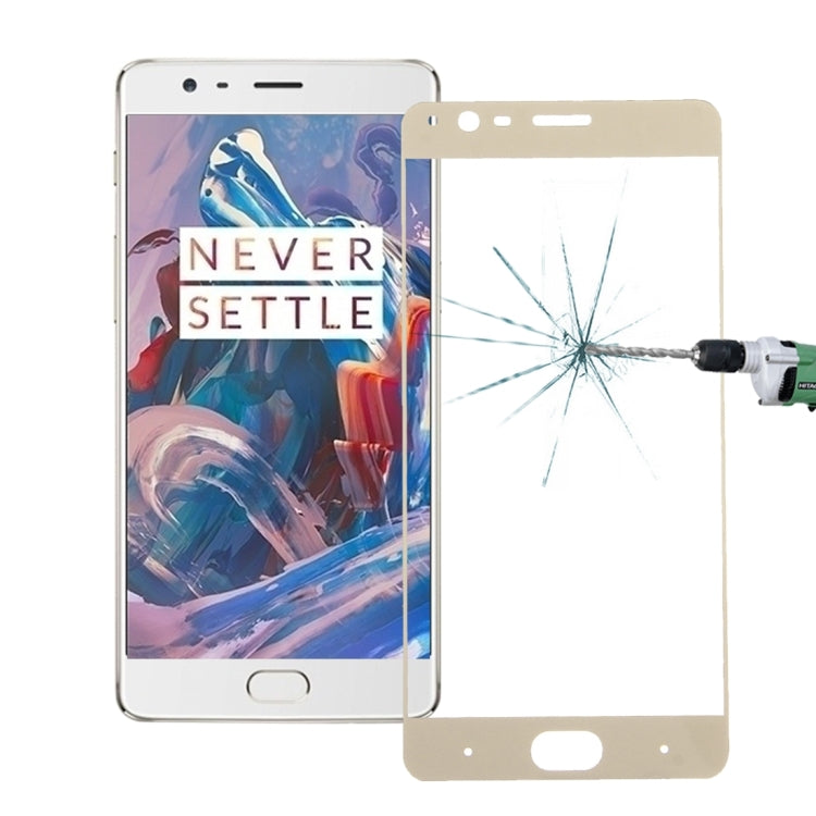 For OnePlus Three 0.26mm 9H Surface Hardness Explosion-proof Colorized Silk-screen Tempered Glass Full Screen Film