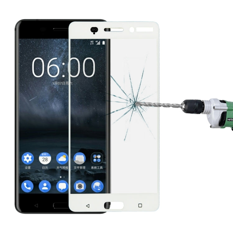For Nokia 6 0.26mm 9H Surface Hardness Colorized Silk-screen Tempered Glass Full Screen Film