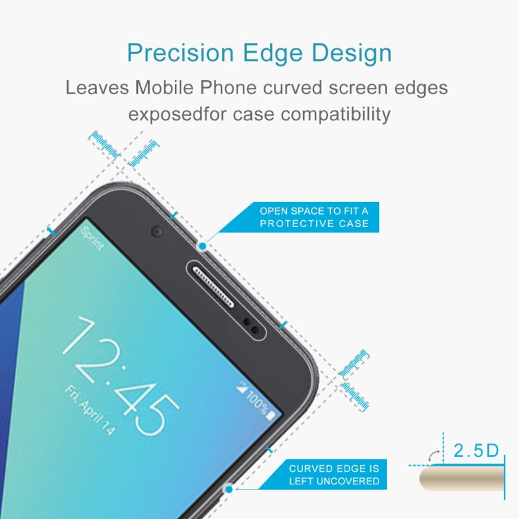 100 PCS 0.26mm 9H 2.5D Tempered Glass Film for Samsung Galaxy J7 V