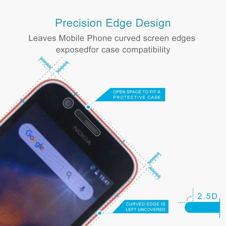 100 PCS 0.26mm 9H 2.5D Tempered Glass Film for Nokia 1