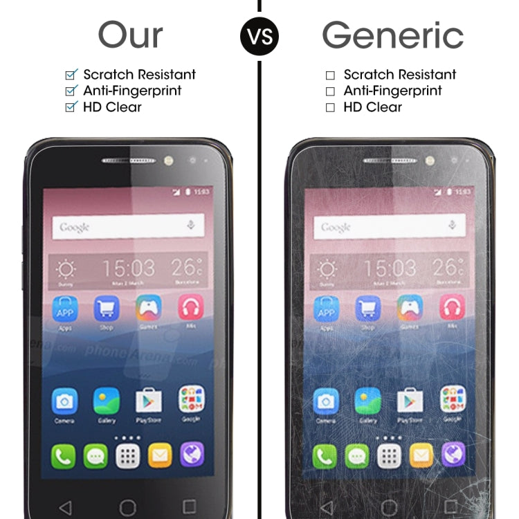 100 PCS0.26mm 9H 2.5D Tempered Glass Film for Alcatel Pixi 4 4.0 inch