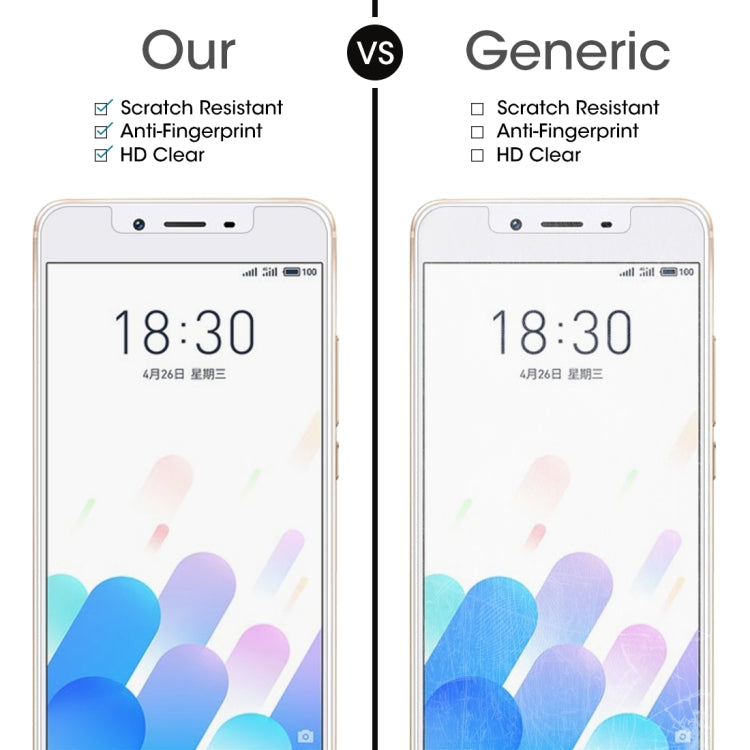 100 PCS 0.26mm 9H 2.5D Tempered Glass Film for Meizu Meilan E2