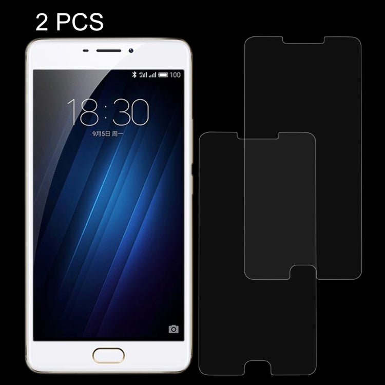 2 PCS for Meizu M3 Max / Meilan Max 0.26mm 9H Surface Hardness Explosion-proof Non-full Screen Tempered Glass Screen Film