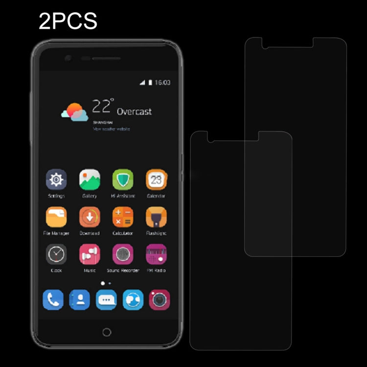 2 PCS for ZTE Blade V8 Lite  / V8 Mini 0.26mm 9H Surface Hardness Explosion-proof Non-full Screen Tempered Glass Screen Film