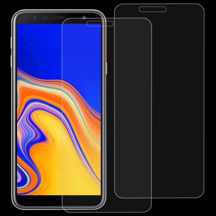 2 PCS 0.26mm 9H Surface Hardness 2.5D Curved Edge Tempered Glass Film for Galaxy J4+ / J6+