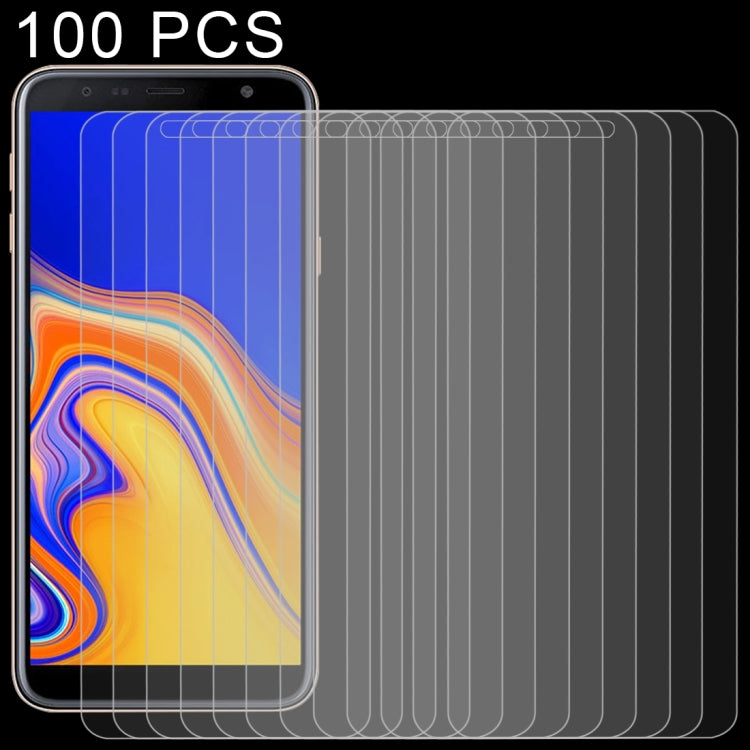 100 PCS 0.26mm 9H Surface Hardness 2.5D Curved Edge Tempered Glass Film for Galaxy J4+ / J6+