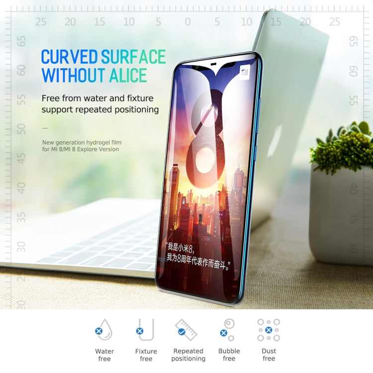 ROCK 0.18mm HD Curved Surface Full Screen Protector Hydrogel Film for Xiaomi Mi 8 / Mi 8 Explorer, TPU+PET Material