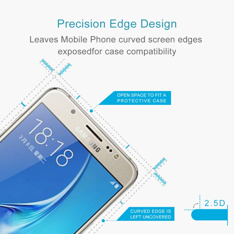 10 PCS 0.26mm 9H+ Surface Hardness 2.5D Explosion-proof Tempered Glass Film for Galaxy J7 / J700