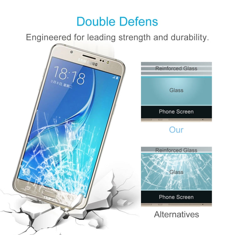10 PCS 0.26mm 9H+ Surface Hardness 2.5D Explosion-proof Tempered Glass Film for Galaxy J7 / J700