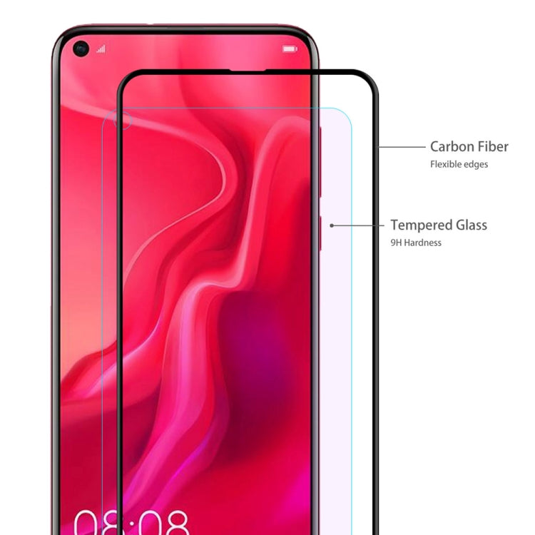 ENKAY Hat-Prince 0.2mm 9H Surface Hardness 3D Anti Blu-ray Full Screen Carbon Fiber Soft Edges Tempered Glass Screen Film for Huawei Nova 4