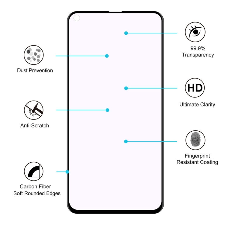 ENKAY Hat-Prince 0.2mm 9H Surface Hardness 3D Anti Blu-ray Full Screen Carbon Fiber Soft Edges Tempered Glass Screen Film for Huawei Nova 4