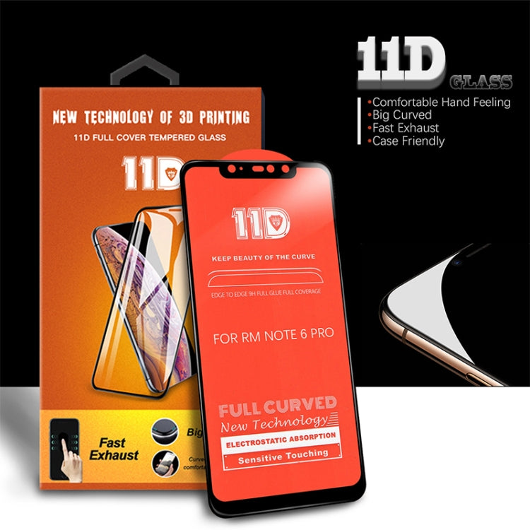 mietubl Scratchproof 11D HD Full Glue Full Curved Screen Tempered Glass Film for Xiaomi Redmi Note 6 Pro (Black)