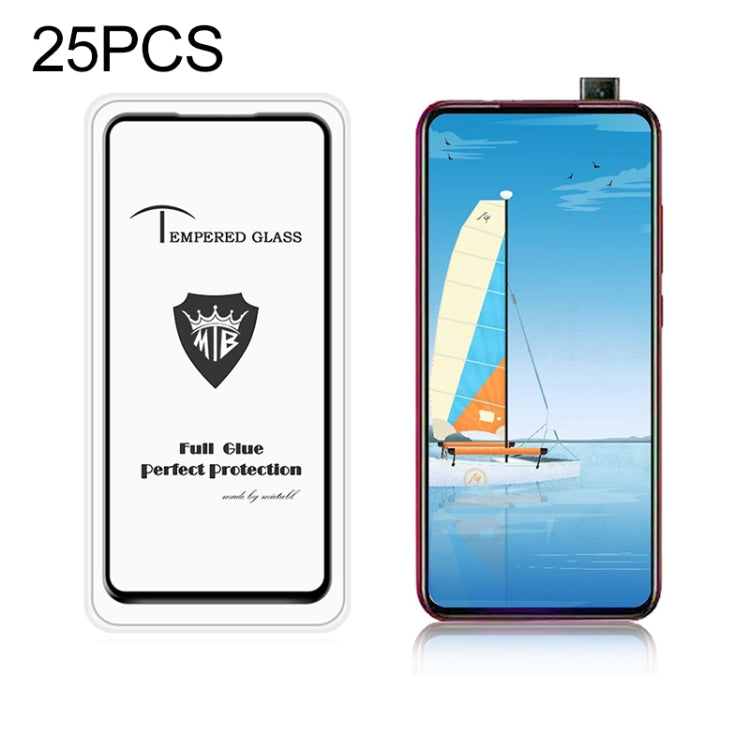 25 PCS MIETUBL Full Screen Full Glue Anti-fingerprint Tempered Glass Film for Xiaomi Redmi K20 & K20 Pro (Black)