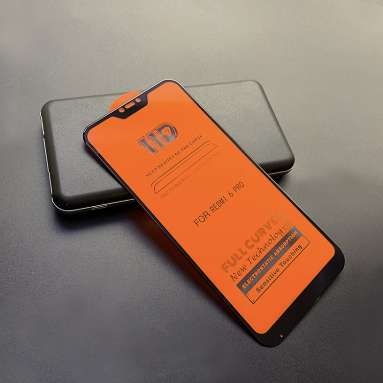 25 PCS mietubl Scratchproof 11D HD Full Glue Full Curved Screen Tempered Glass Film for Xiaomi Redmi 6 Pro / Mi A2 Lite (Black)