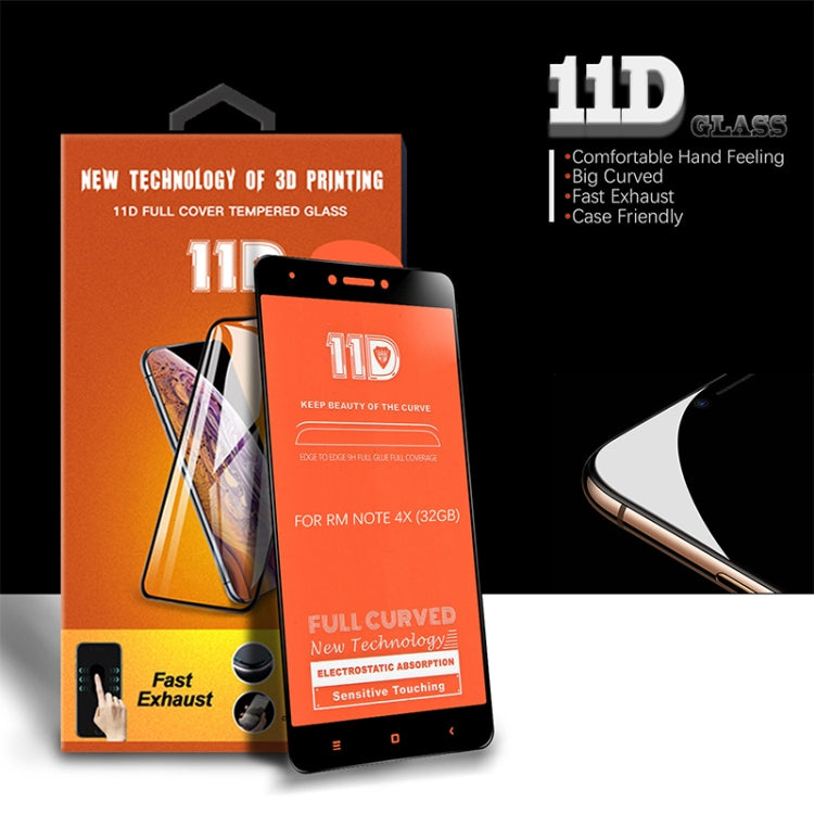 mietubl Scratchproof 11D HD Full Glue Full Curved Screen Tempered Glass Film for Xiaomi Redmi Note 4X (Black)