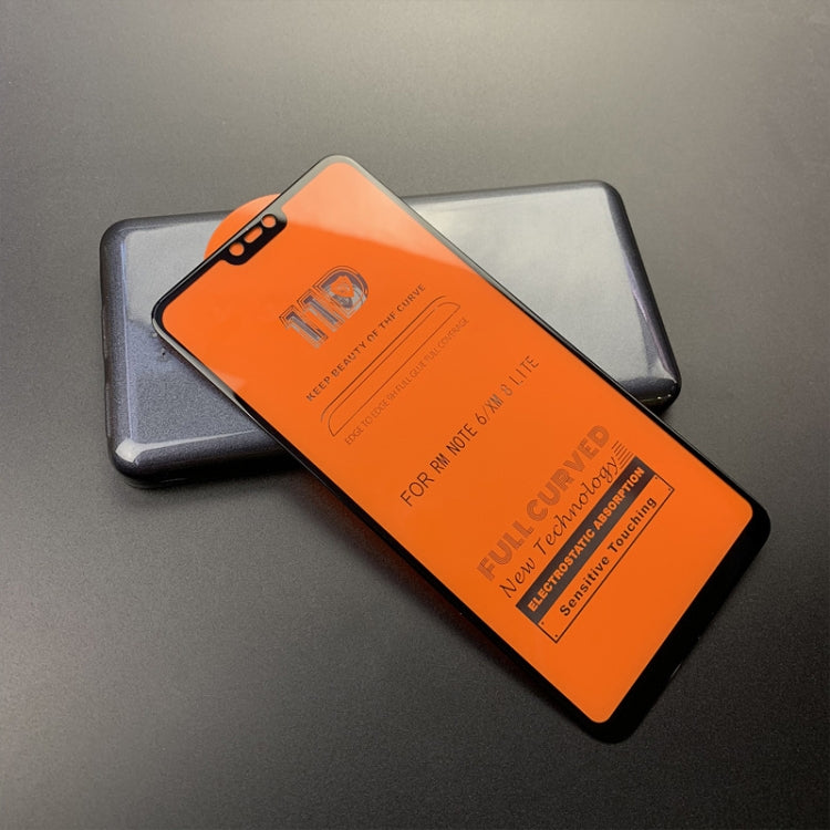 25 PCS mietubl Scratchproof 11D HD Full Glue Full Curved Screen Tempered Glass Film for Xiaomi Mi 8 Lite / Redmi Note 6 (Black)