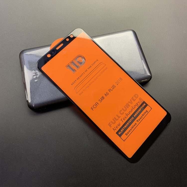 25 PCS mietubl Scratchproof 11D HD Full Glue Full Curved Screen Tempered Glass Film for Galaxy A6+ (2018)(Black)