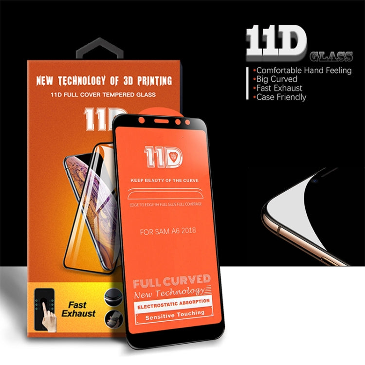 mietubl Scratchproof 11D HD Full Glue Full Curved Screen Tempered Glass Film for Galaxy A6 (2018) (Black)