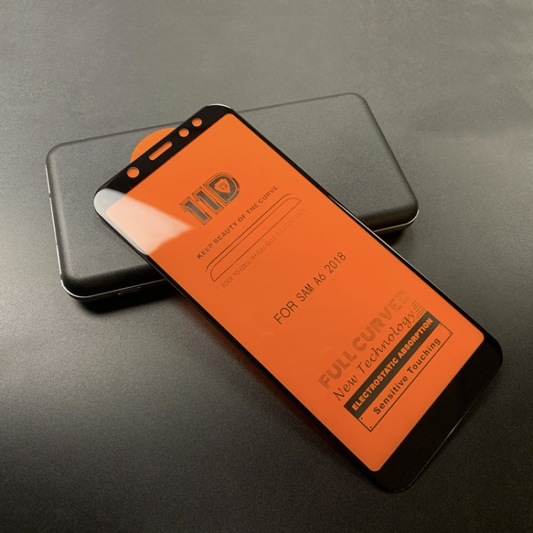 25 PCS mietubl Scratchproof 11D HD Full Glue Full Curved Screen Tempered Glass Film for Galaxy A6 (2018) (Black)