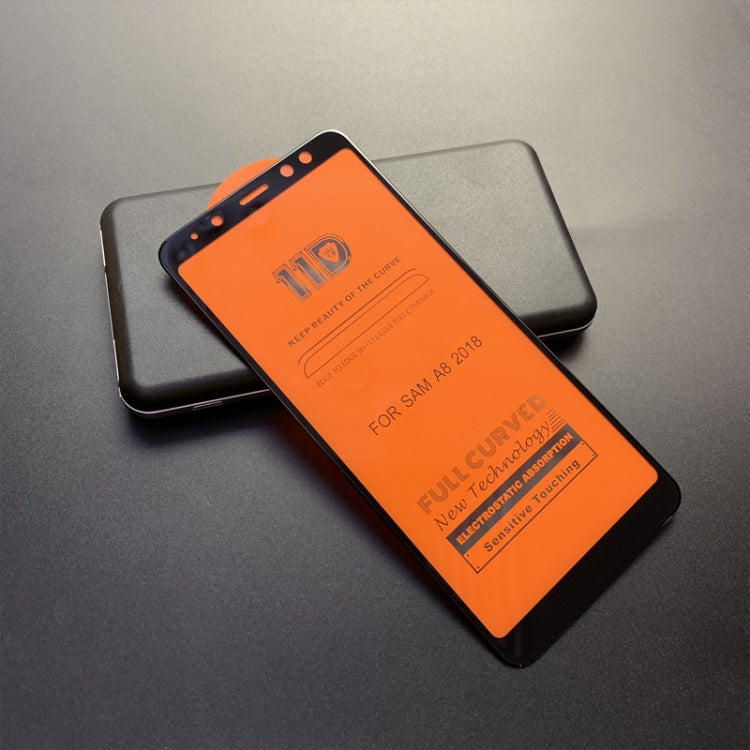 25 PCS mietubl Scratchproof 11D HD Full Glue Full Curved Screen Tempered Glass Film for Galaxy A8 (2018) (Black)