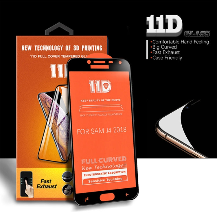 mietubl Scratchproof 11D HD Full Glue Full Curved Screen Tempered Glass Film for Galaxy J4 (2018) (Black)