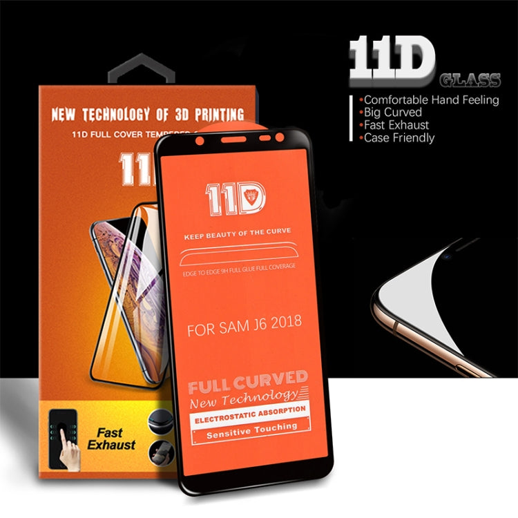 mietubl Scratchproof 11D HD Full Glue Full Curved Screen Tempered Glass Film for Galaxy J6 (2018) (Black)