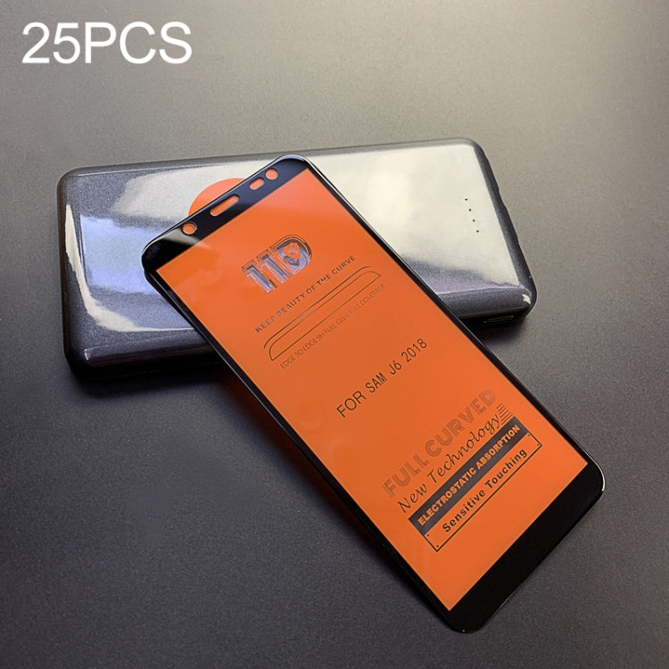 25 PCS mietubl Scratchproof 11D HD Full Glue Full Curved Screen Tempered Glass Film for Galaxy J6 (2018) (Black)