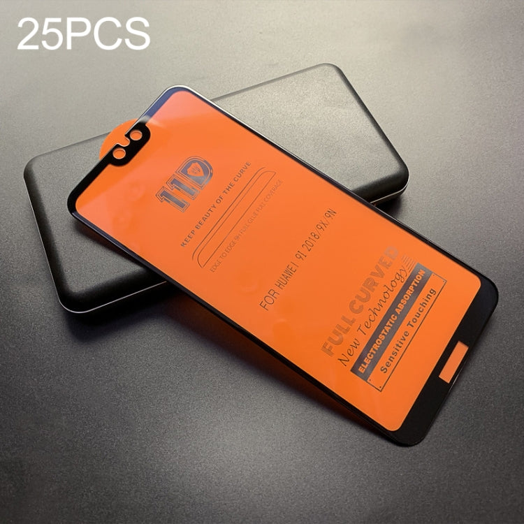 25 PCS mietubl Scratchproof 11D HD Full Glue Full Curved Screen Tempered Glass Film for Huawei Honor 9i / 9X / 9N(Black)