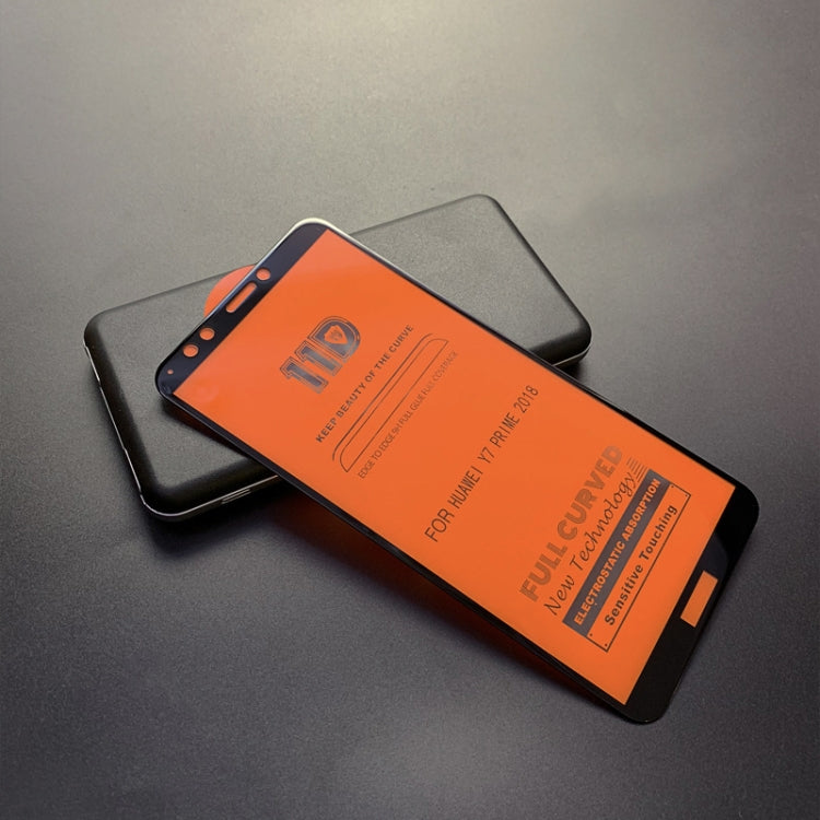 mietubl Scratchproof 11D HD Full Glue Full Curved Screen Tempered Glass Film for Huawei nova 2 Lite / Y7 Prime (2018) / Y7 Pro (2018)(Black)