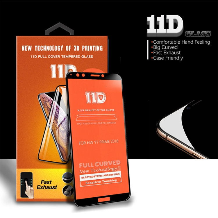 mietubl Scratchproof 11D HD Full Glue Full Curved Screen Tempered Glass Film for Huawei nova 2 Lite / Y7 Prime (2018) / Y7 Pro (2018)(Black)