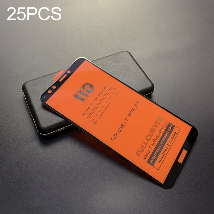 25 PCS mietubl Scratchproof 11D HD Full Glue Full Curved Screen Tempered Glass Film for Huawei nova 2 Lite / Y7 Prime (2018) / Y7 Pro (2018)(Black)