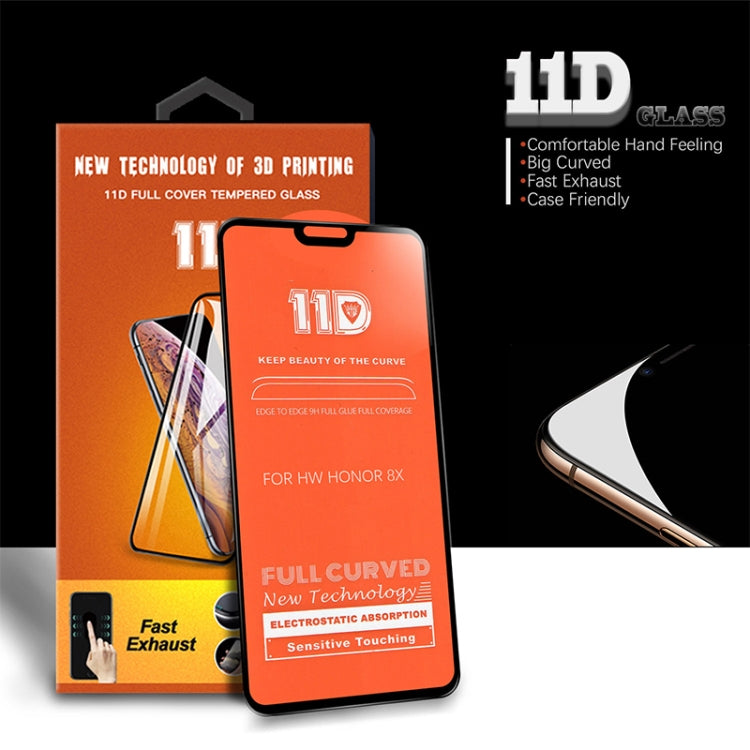 mietubl Scratchproof 11D HD Full Glue Full Curved Screen Tempered Glass Film for Huawei Honor 8X(Black)