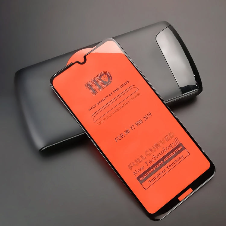 mietubl Scratchproof 11D HD Full Glue Full Curved Screen Tempered Glass Film for Huawei Y7 Pro (2019)(Black)