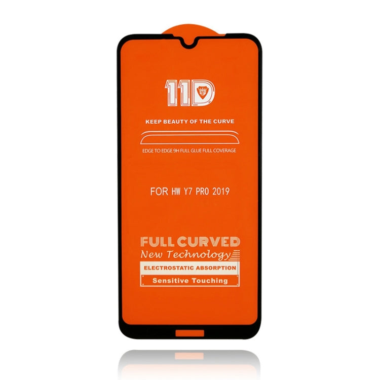25 PCS mietubl Scratchproof 11D HD Full Glue Full Curved Screen Tempered Glass Film for Huawei Y7 Pro (2019)(Black)