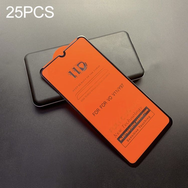 25 PCS mietubl Scratchproof 11D HD Full Glue Full Curved Screen Tempered Glass Film for Vivo V11i / Y97(Black)