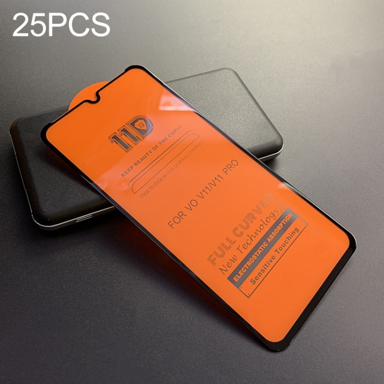 25 PCS mietubl Scratchproof 11D HD Full Glue Full Curved Screen Tempered Glass Film for Vivo V11 Pro(Black)