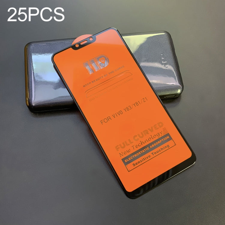 25 PCS mietubl Scratchproof 11D HD Full Glue Full Curved Screen Tempered Glass Film for Vivo Y81 / Y83 / Z1(Black)