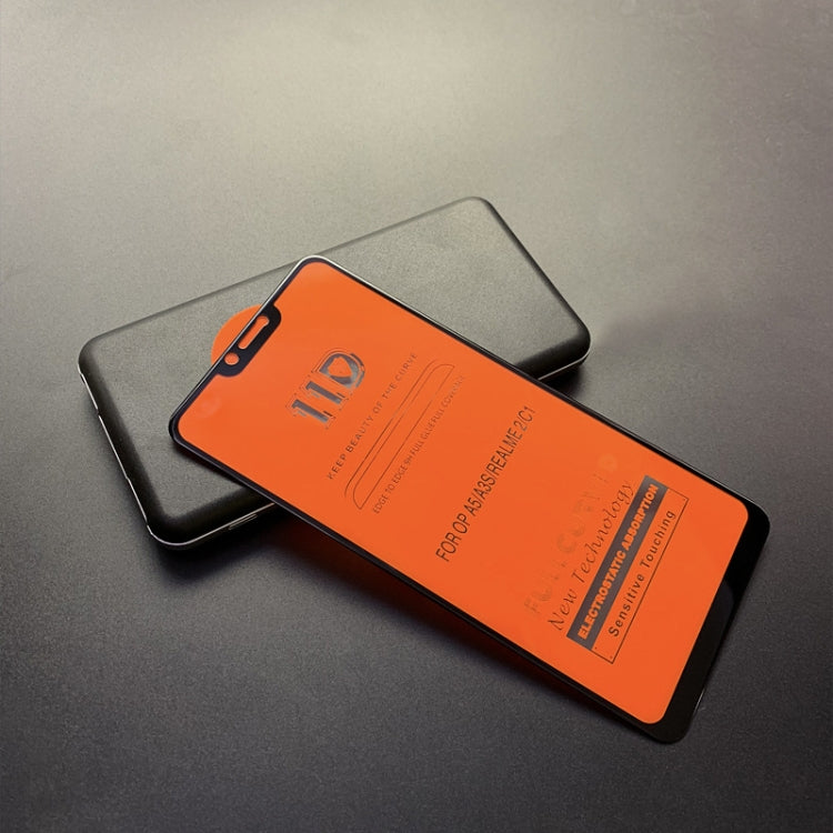 25 PCS mietubl Scratchproof 11D HD Full Glue Full Curved Screen Tempered Glass Film for OPPO A5 / A3s / Realme 2(Black)