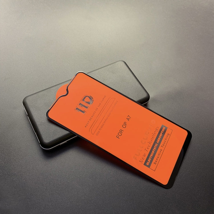 25 PCS mietubl Scratchproof 11D HD Full Glue Full Curved Screen Tempered Glass Film for OPPO A7(Black)