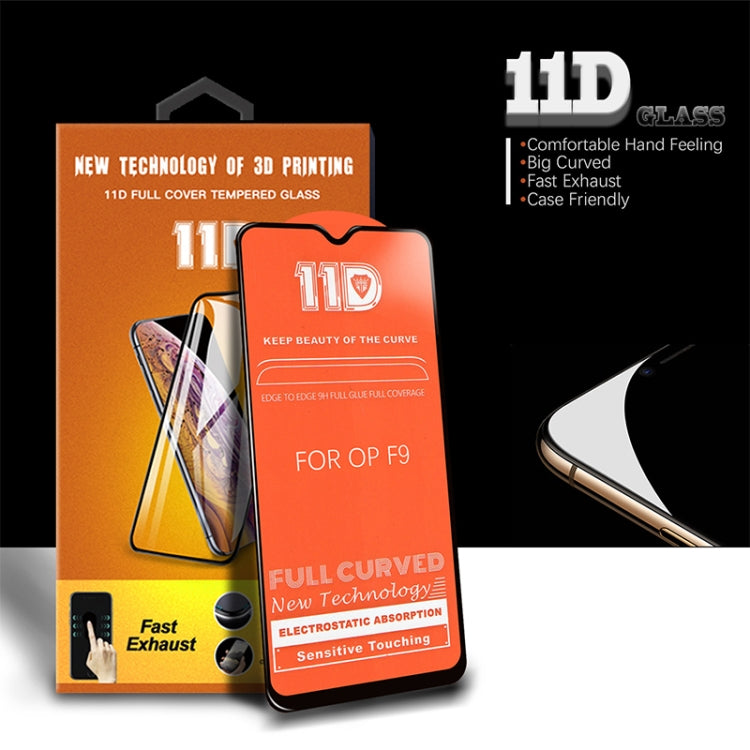 mietubl Scratchproof 11D HD Full Glue Full Curved Screen Tempered Glass Film for OPPO F9(Black)